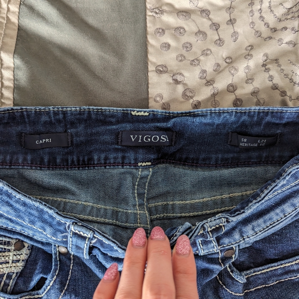 Vigoss Medium Wash Double Button Silver Glitter E… - image 3